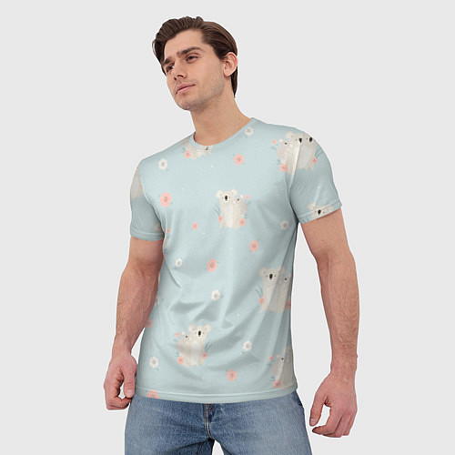 Мужская футболка Коалы и цветы / 3D-принт – фото 3