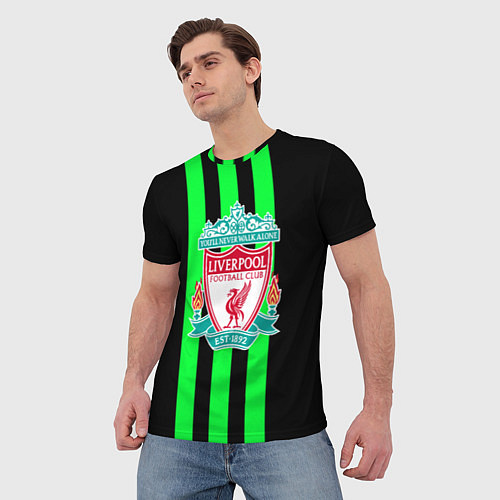 Мужская футболка Liverpool line green / 3D-принт – фото 3