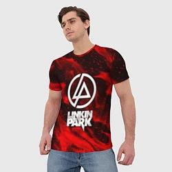 Футболка мужская Linkin park красный огонь, цвет: 3D-принт — фото 2