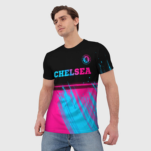Мужская футболка Chelsea - neon gradient посередине / 3D-принт – фото 3