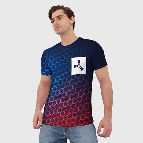 Мужская футболка Rust неоновые соты / 3D-принт – фото 3