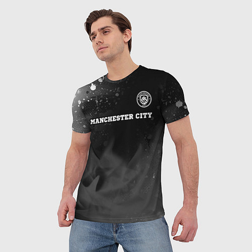 Мужская футболка Manchester City sport на темном фоне посередине / 3D-принт – фото 3