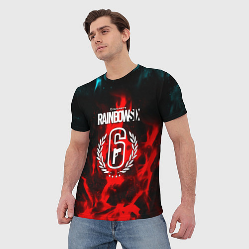 Мужская футболка Rainbow six огненный стиль / 3D-принт – фото 3
