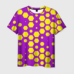 Футболка мужская Желтые соты на фиолетовом фоне, цвет: 3D-принт