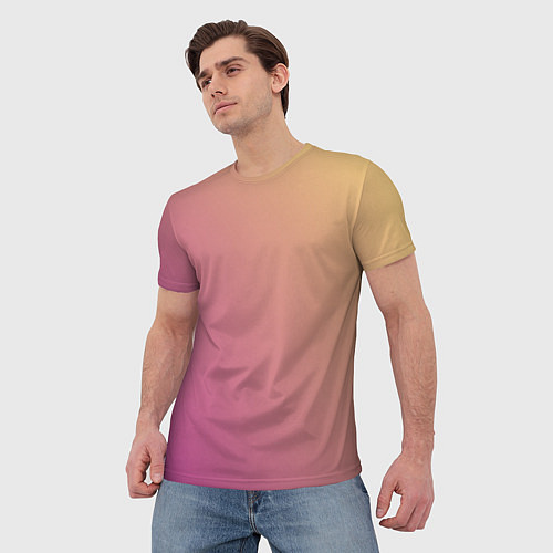 Мужская футболка Градиент желтый малиновый по диагонали / 3D-принт – фото 3