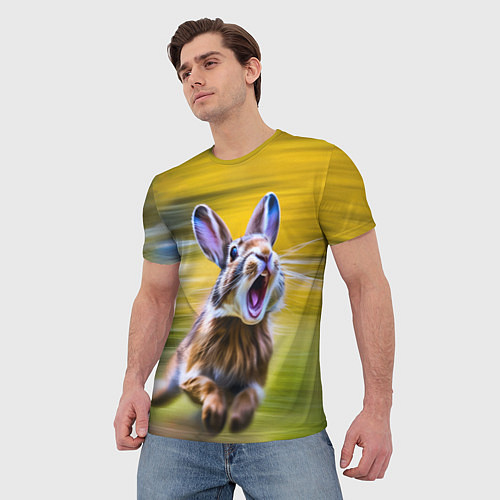 Мужская футболка Крик бегущего зайца / 3D-принт – фото 3