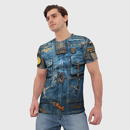 Мужская футболка Джинсы лётчика-авиатора / 3D-принт – фото 3