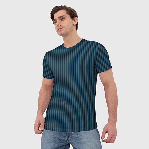 Мужская футболка Тёмно-бирюзовый в полоску / 3D-принт – фото 3