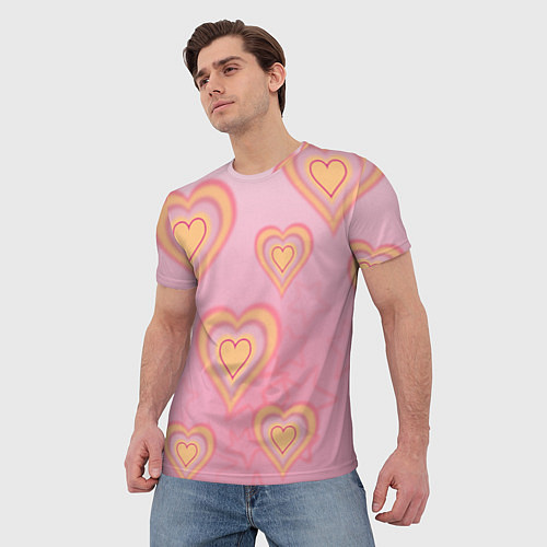 Мужская футболка Сердца градиент / 3D-принт – фото 3