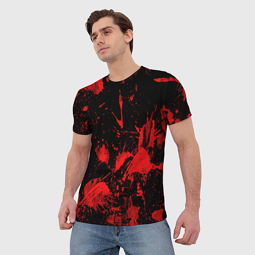 Мужская футболка Брызги крови паттерн / 3D-принт – фото 3