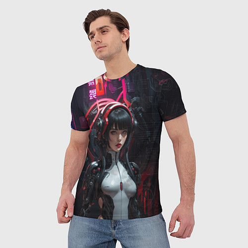Мужская футболка Девушка в углепластиковой бороне / 3D-принт – фото 3
