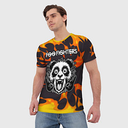 Футболка мужская Foo Fighters рок панда и огонь, цвет: 3D-принт — фото 2