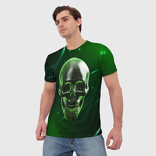 Мужская футболка Череп на зеленом фоне / 3D-принт – фото 3