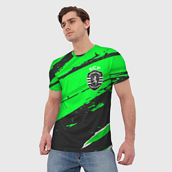 Футболка мужская Sporting sport green, цвет: 3D-принт — фото 2
