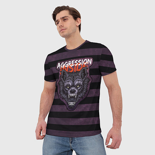 Мужская футболка Aggression inside - текстурный фон / 3D-принт – фото 3