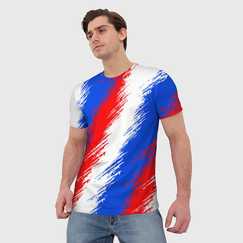 Мужская футболка Триколор штрихи красок / 3D-принт – фото 3