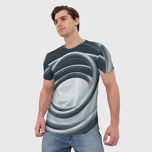 Мужская футболка Серые кольца / 3D-принт – фото 3