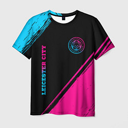 Футболка мужская Leicester City - neon gradient вертикально, цвет: 3D-принт