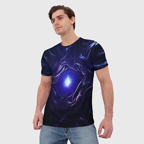 Мужская футболка Синее абстрактное сияние / 3D-принт – фото 3