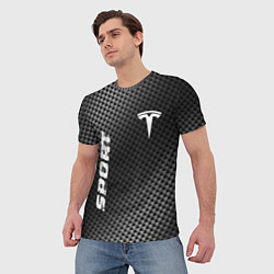 Футболка мужская Tesla sport carbon, цвет: 3D-принт — фото 2