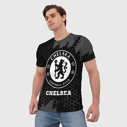 Мужская футболка Chelsea sport на темном фоне / 3D-принт – фото 3