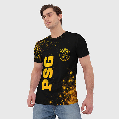 Мужская футболка PSG - gold gradient вертикально / 3D-принт – фото 3