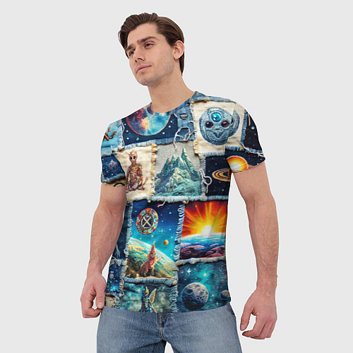 Мужская футболка Разнообразие миров - пэчворк / 3D-принт – фото 3