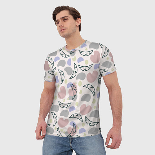 Мужская футболка Пятна и листья / 3D-принт – фото 3
