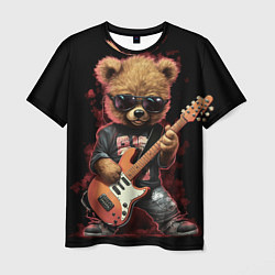 Футболка мужская Плюшевый медведь музыкант с гитарой, цвет: 3D-принт
