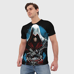 Футболка мужская Assassins creed темный синий фон, цвет: 3D-принт — фото 2
