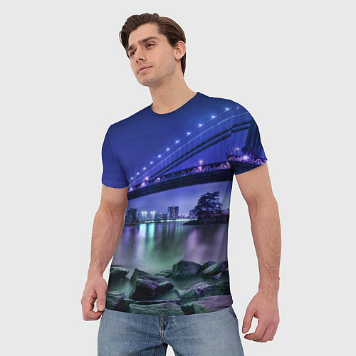 Мужская футболка Вечерняя Америка - мост / 3D-принт – фото 3