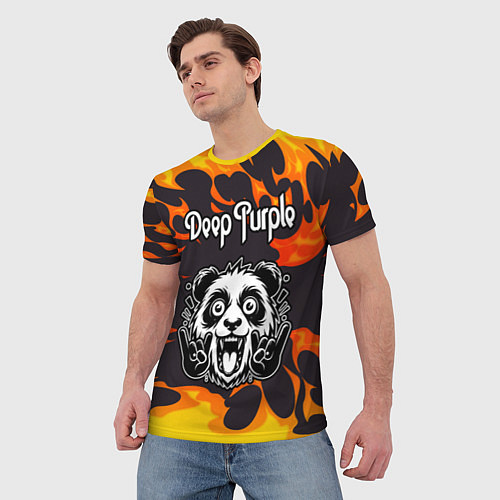 Мужская футболка Deep Purple рок панда и огонь / 3D-принт – фото 3