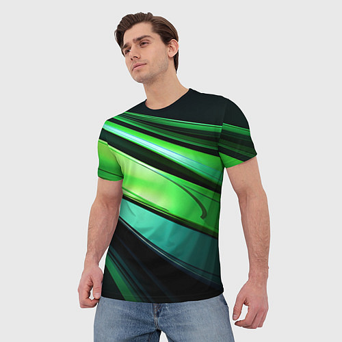 Мужская футболка Абстрактные геометрические плавные линии минимализ / 3D-принт – фото 3