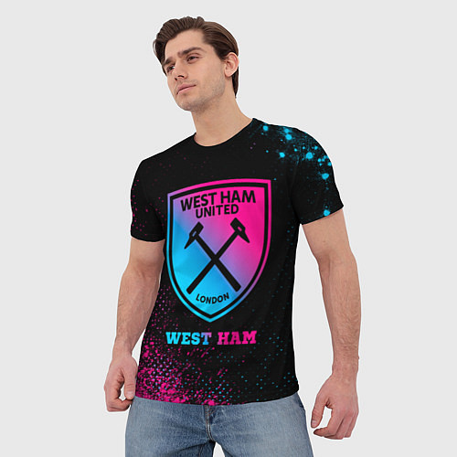 Мужская футболка West Ham - neon gradient / 3D-принт – фото 3