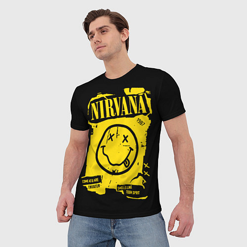 Мужская футболка Nirvana - смайлик / 3D-принт – фото 3