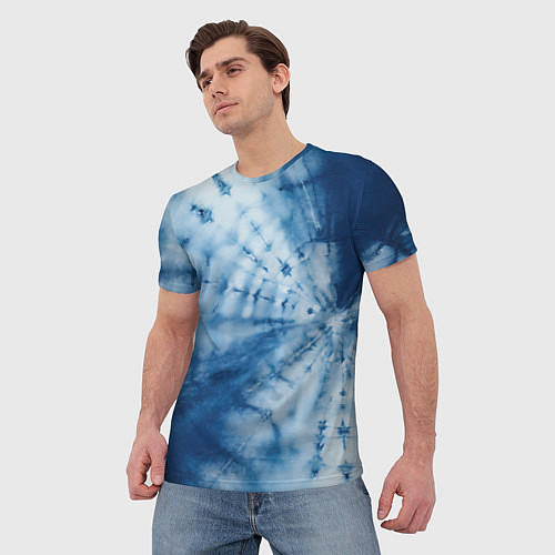 Мужская футболка Синяя абстракция паутина / 3D-принт – фото 3