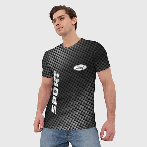 Мужская футболка Ford sport carbon / 3D-принт – фото 3