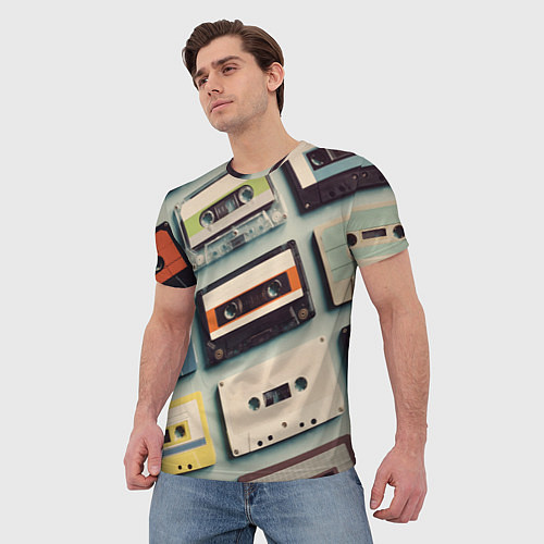 Мужская футболка Ретро аудио кассеты / 3D-принт – фото 3