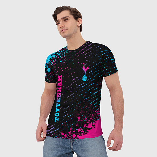 Мужская футболка Tottenham - neon gradient вертикально / 3D-принт – фото 3