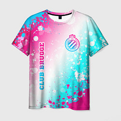 Футболка мужская Club Brugge neon gradient style вертикально, цвет: 3D-принт