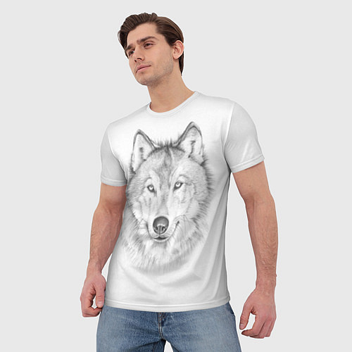 Мужская футболка Нарисованный волк зубами щёлк / 3D-принт – фото 3