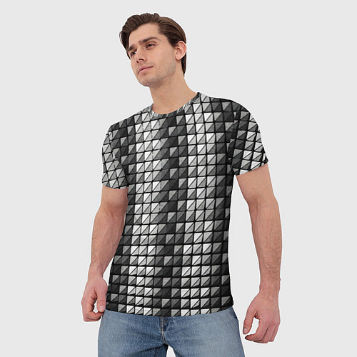 Мужская футболка Чёрно-белые квадраты / 3D-принт – фото 3
