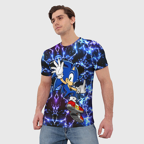 Мужская футболка Sonic blue x / 3D-принт – фото 3