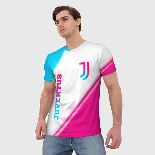 Мужская футболка Juventus neon gradient style вертикально / 3D-принт – фото 3