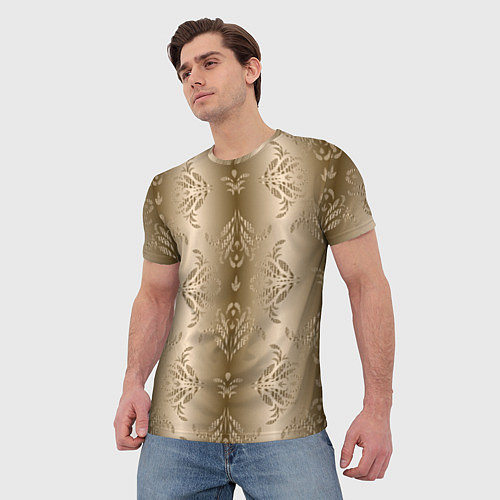 Мужская футболка Коричневый градиент с узором / 3D-принт – фото 3