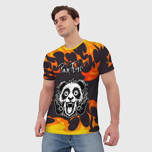 Мужская футболка Pink Floyd рок панда и огонь / 3D-принт – фото 3