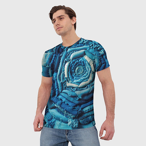 Мужская футболка Джинсовая роза - нейросеть / 3D-принт – фото 3