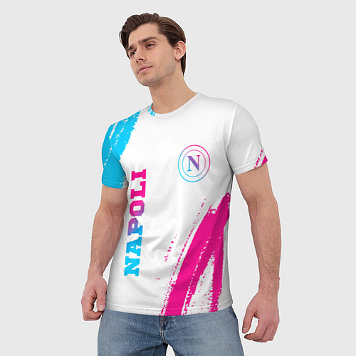 Мужская футболка Napoli neon gradient style вертикально / 3D-принт – фото 3