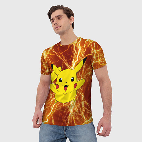 Мужская футболка Pikachu yellow lightning / 3D-принт – фото 3