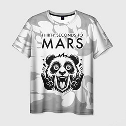Футболка мужская Thirty Seconds to Mars рок панда на светлом фоне, цвет: 3D-принт